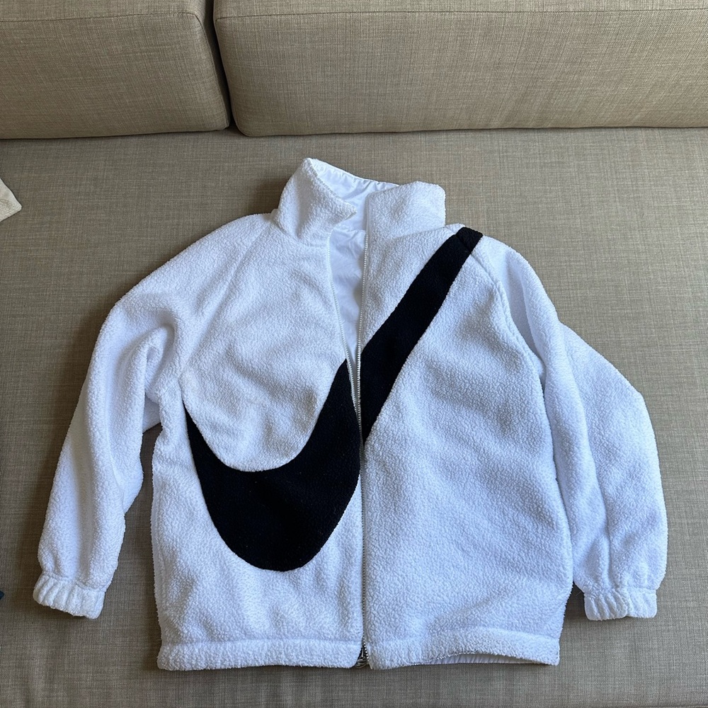 Nike Reversible White Fleece/Windbreaker Jacket